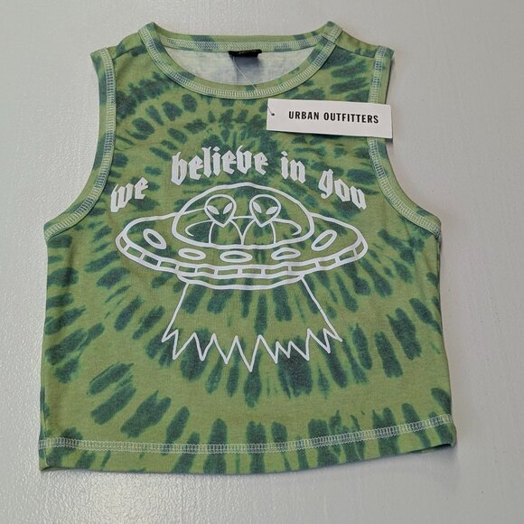 Urban Outfitters Tops - Urban Outfitters Size *XS Green Tie Dyed Alien Cropped Tank Top